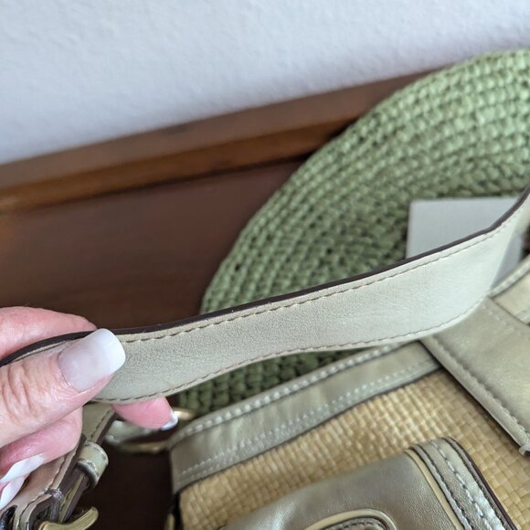 Coach L05K - 105 Legacy Straw Bag Y2K Gold Leather Shoulder Hobo - Picture 8 of 10